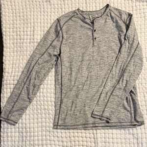 Express Heathered Gray Long Sleeve Henley